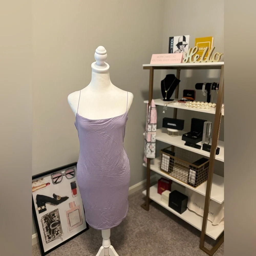 NAKED WARDROBE Get in Line Sleeveless BodyCon Mini Dress Purple Women’s 2X - Picture 4 of 8
